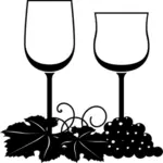 Vectorul miniaturi două pahare de vin