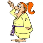 Kobieta karate wykonywania rysunku wektor