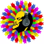 Lenin escuchando música disco vector illustration