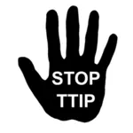 Vector afbeelding van menselijke hand met tekst 'stop TTIP'