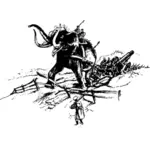 Слон в битве векторное изображение