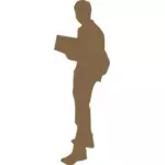 Silhouette of student vector clip art