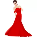 Chineză femeie în rochie roşie vector imagine
