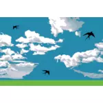 Swallows flying arround