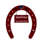 Horseshoe with swallows welcome
