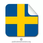 スウェーデンの国旗のステッカーを剥離