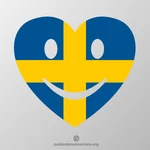 स्वीडिश ध्वज के साथ मुस्कुराते हुए दिल