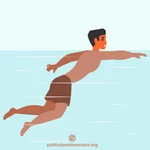 आदमी पानी में तैर रहा है