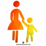 Мать и ребенок символ вектор