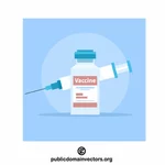 Sprøyte og vaksinehetteglasset