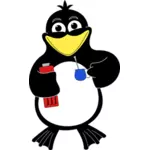 Vektör küçük resim softdrink tutan penguen