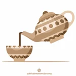 Pouring tea from a teapot