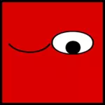 Immagine vettoriale emoticon quadrato rosso occhio occhiolino