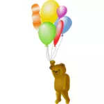 Teddy bear holding balloons vector drawing