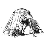 Клоун в палатке с собака клоун-векторное изображение