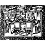 Bannière de dîner de Thanksgiving avec des graphiques vectoriels frontière