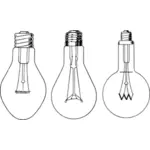 Three old light-bulbs