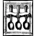 Vector graphics of three spoons on a napkin banner