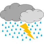 Vektor-Bild von zwei Wolken mit Regen und Beleuchtung-Wetter-Ikone