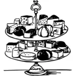 Vector drawing of selection of cakes