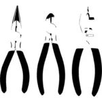 Vector clip art of set of three pliers