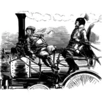 Imge de vecteur de deux gars attaché à une locomotive