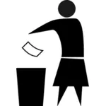 Female rubbish bin sign vector graphics