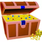 Ilustraţia vectorială de piept de comori plin de monede