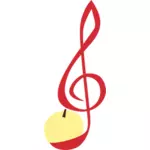 Illustration vectorielle de treble clef faite d'une pomme pelée
