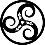 Vektorikuva vanhasta kelttiläisestä symbolista, joka edustaa vettä, maata ja tulta