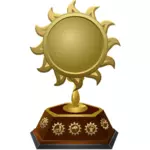 Trofeul de aur soarele în formă de desen vector