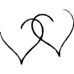 Two black hearts vector illustration