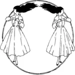 Vector image of two girls in a circle