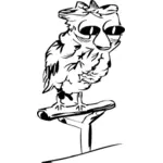 Vector image of owl on a woodstand