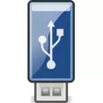 Vector afbeelding van kleine glimmende blauwe USB-stick