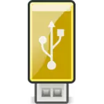 小さな黄色の USB スティックのベクトル グラフィック