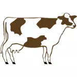 棕色牛从轮廓矢量图像