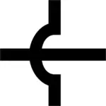 Vector image of unjoined crossing of electronic wires symbol
