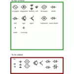 Vector miniaturi de selecţie de simboluri de circuite electronice IEC