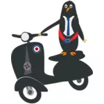 Pinguin auf einem Roller-Vektor-Bild