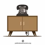 Meja vintage dan telepon
