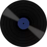 Image vectorielle du disque vinyle avec étiquette bleue