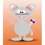 Vector illustration of happy cartoon mouse standing with orange background