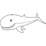 Vektorové kreslení úsměvu velryba čárové grafiky