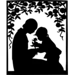 Mère et enfant image vectorielle de silhouette