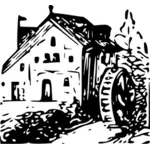 Country watermill vector clip art