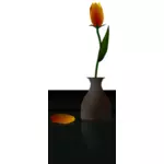 Tulipano in un'illustrazione vettoriale di vaso
