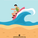 Surfer pada gelombang