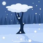 Een boom die met sneeuw wordt behandeld