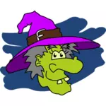 Green faced witch vector drawing
